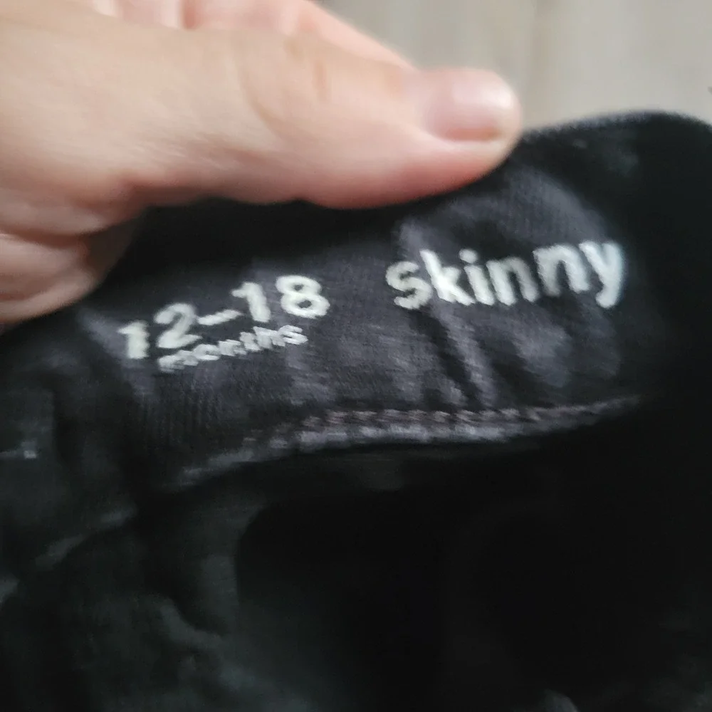 Baby Gap Unisex Jeans 12-18M Black Skinny Stretch Denim Classic Casual